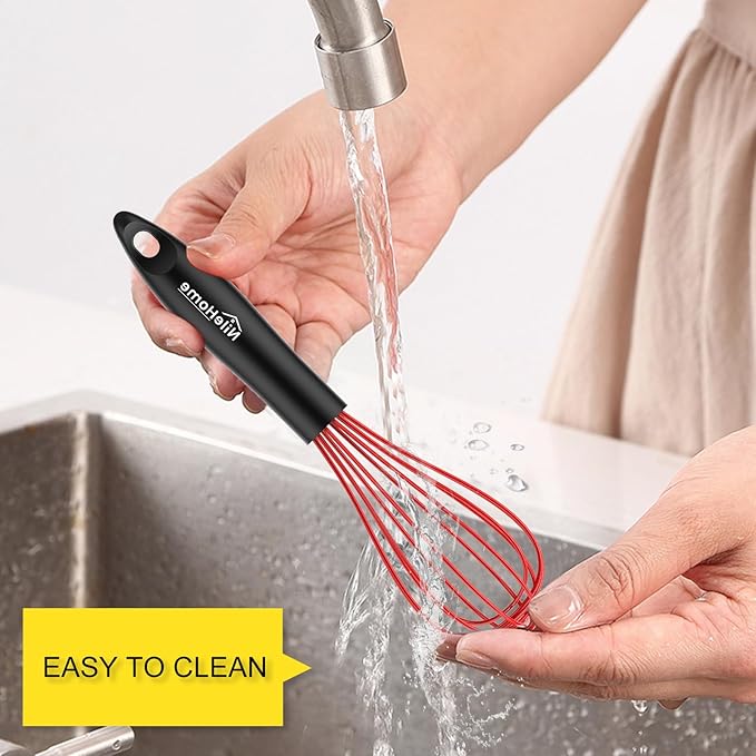 NileHome Silicone Whisk Set 8" 10" 12", 3 Pack Kitchen Whisk Kitchen Wisk Wire - Image 6