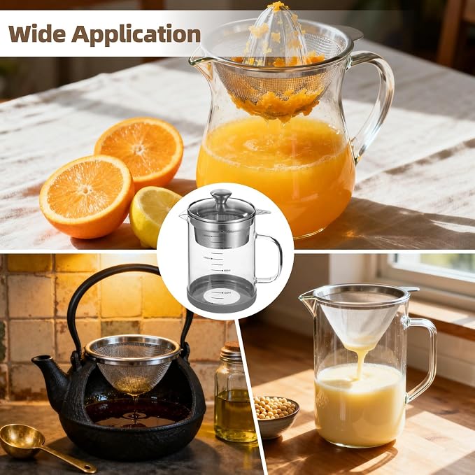 Greek Yogurt Strainer, 50 oz Nut Milk Strainer, Juice Food Strainer, Glass - Image 5