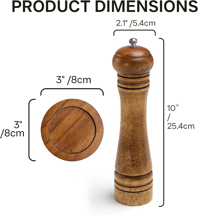 Wood Salt and Pepper Grinder, Salt Grinder and Pepper Mill, Oak Wood Shakers - Image 3