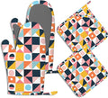 Oven Mitts and Pot Holders Sets Abstract Geometric Silicone Kitchen Mits by BIGXIUKA