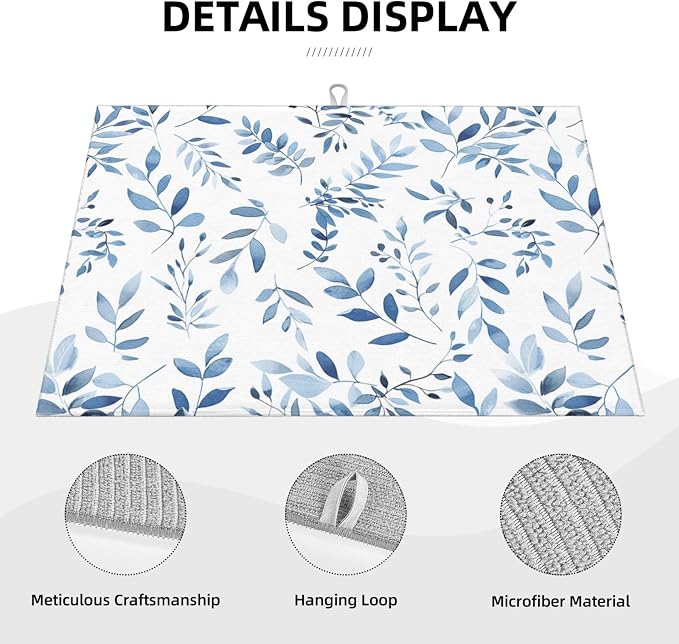Blue Flower Dish Drying Mat For Kitchen Counter Absorbent Large Kitchen Fast - Image 4