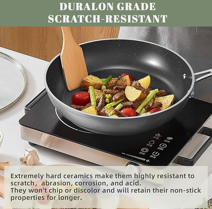 Nuwave 9pc Cookware Set Healthy Duralon Blue Ceramic Nonstick Coated, Diamond - Image 4