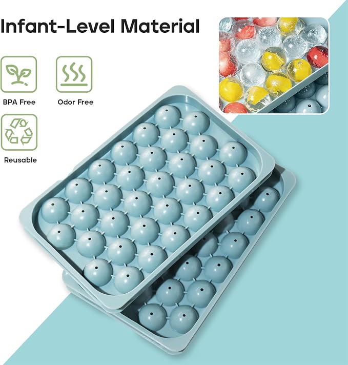 Ice Cube Trays with Lid and Bin, 0.8 IN Small Round Ice Cube Mold - Image 3