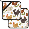 Cute Roosters Pot Holder Set of 2, Heat Resistant Potholders Oven Hot Pads by Larkverk