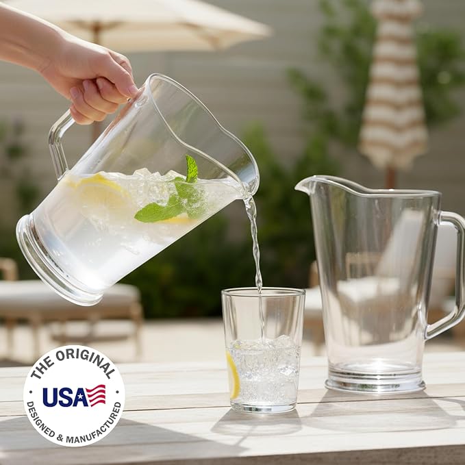 US Acrylic 64oz Bistro Clear Pitcher | Set of 2 Beer Pitchers | Reusable - Image 2