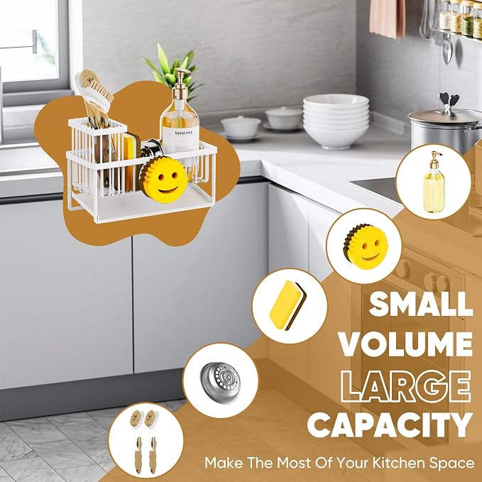 Sponge Holder for Kitchen Sink, Smiley Face Sink Caddy - Image 7