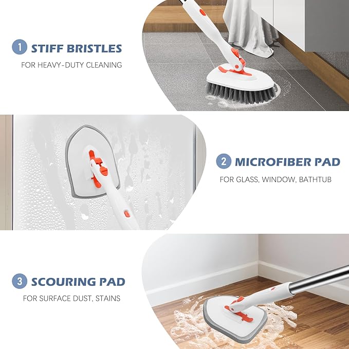 SetSail Tile Tub Scrubber Brush 3-in-1 Shower Scrubber - Image 6