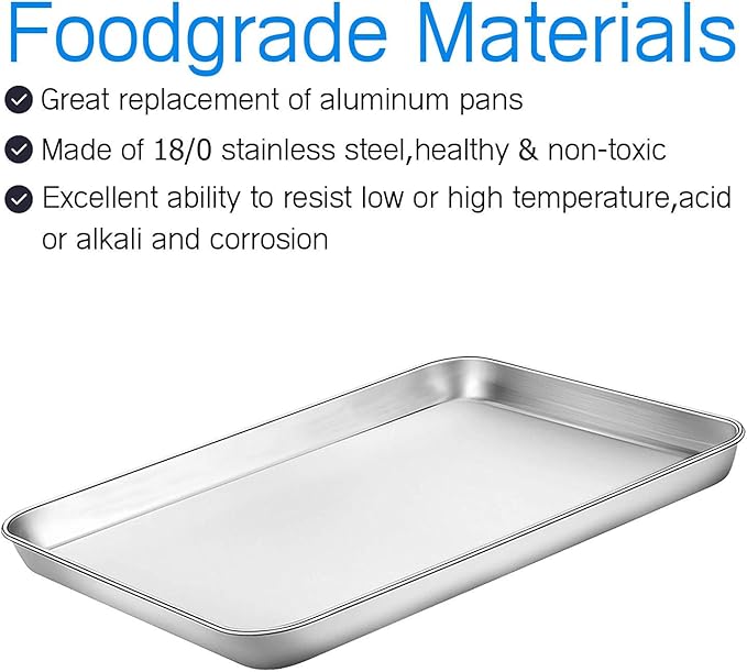 Baking Sheets Set of 2, Bastwe 16 inch Cookie Sheets & Stainless Steel Baking - Image 2