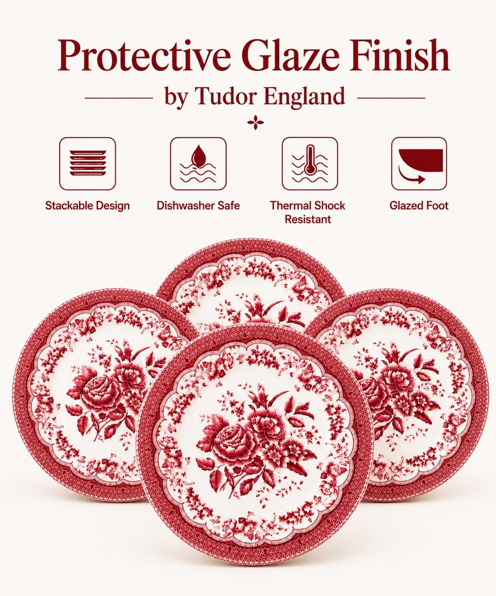 12-Piece Porcelain Dinnerware Set for 4, Victoria Red