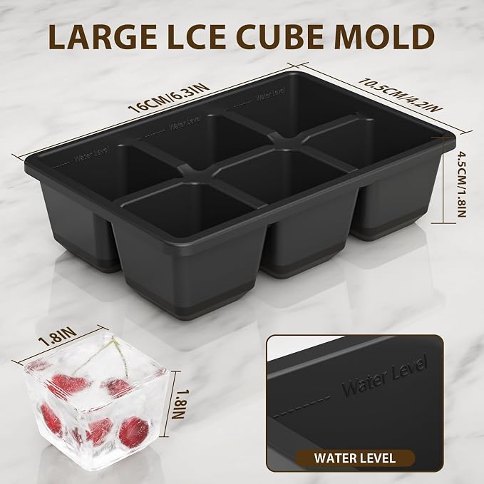 Optish Large Ice Cube Molds, 3 Pack Whiskey Square Ice Molds, 1.8 Inch Big Ice - Image 3