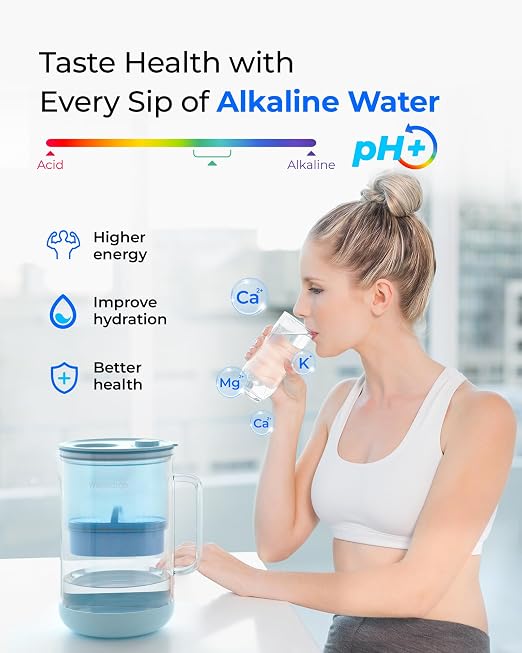 Waterdrop PT-09B-A 10-Cup Large Glass Alkaline Water Filter Pitcher, - Image 3