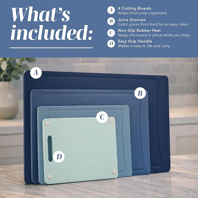 COOK WITH COLOR Non-Slip Cutting Board Set – Kitchen Essentials with Easy Grip - Image 2