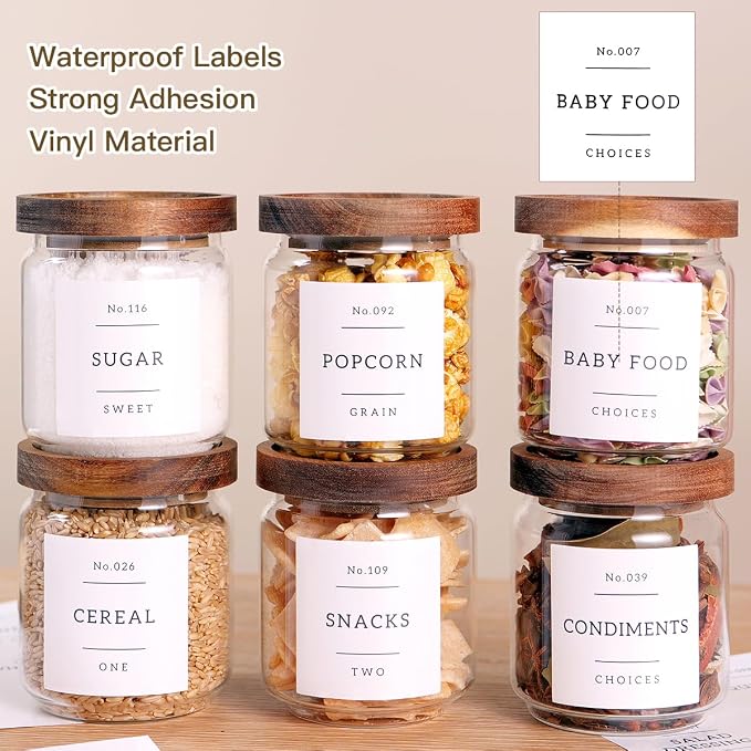 6 Set Glass Pantry Storage Jars - 15oz Thicken Glass Kitchen Canisters with 132 - Image 3