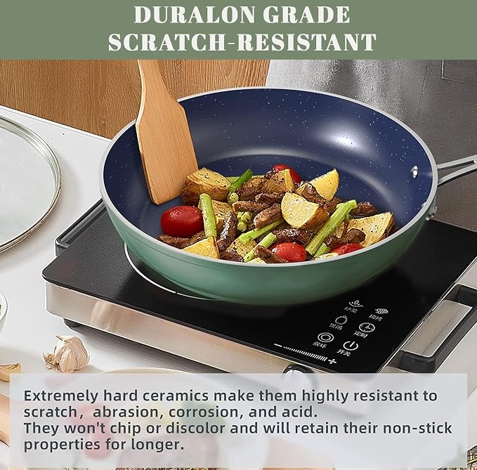 Nuwave 9pc Cookware Set Healthy Duralon Blue Ceramic Nonstick Coated, Diamond - Image 4
