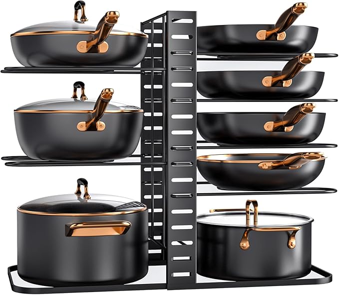 MUDEELA Pots and Pans Organizer Rack under Cabinet 14.55in Height, 8-Tiers by MUDEELA