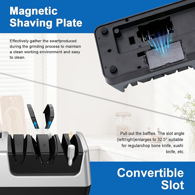 Upgrade 5-in-1 Electric Knife Sharpener, Professional 3-Stage - Image 6