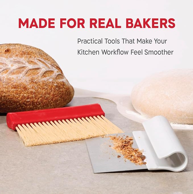 KneadAce Dough Scraper & Baker’s Brush Set. Stainless Steel Bench Scraper & - Image 8