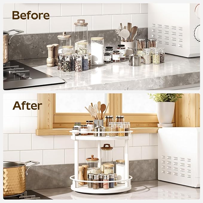 YATINEY Spice Rack, 2-Tier Turntable Organizer - Image 4