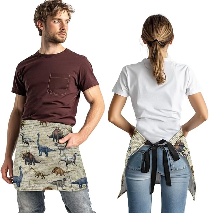 Server Apron with 3 Pockets, Waterproof Oil Waitress Waiter Half Apron - Image 3