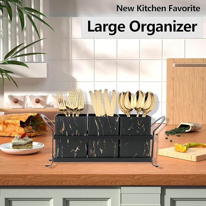 NelyBet Kitchen Utensil holder for Countertop, Metal and Durable Design - Image 2