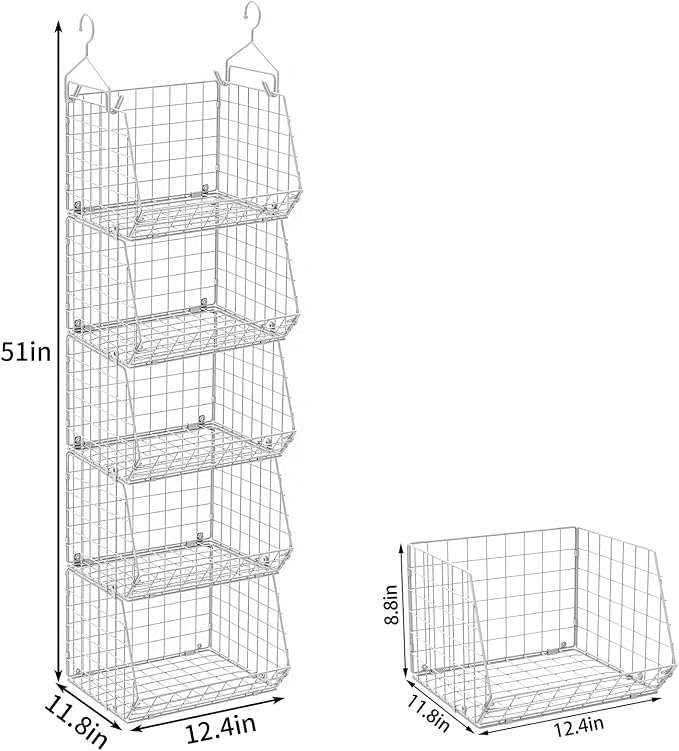 5 Tier Closet Hanging Organizer, Clothes Hanging Shelves - Image 3