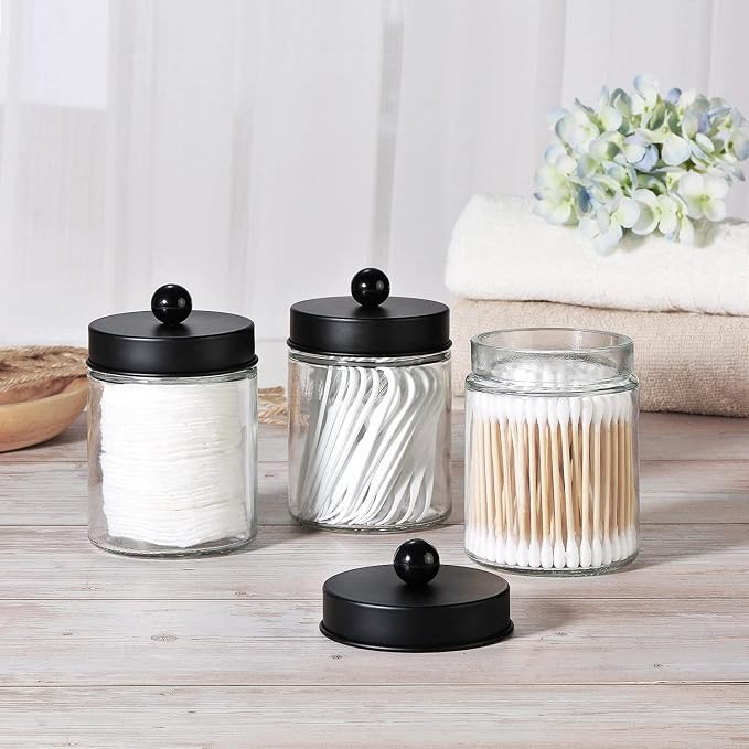 3 Pack Apothecary Jar Canisters Bathroom Vanity Organizer - Image 6