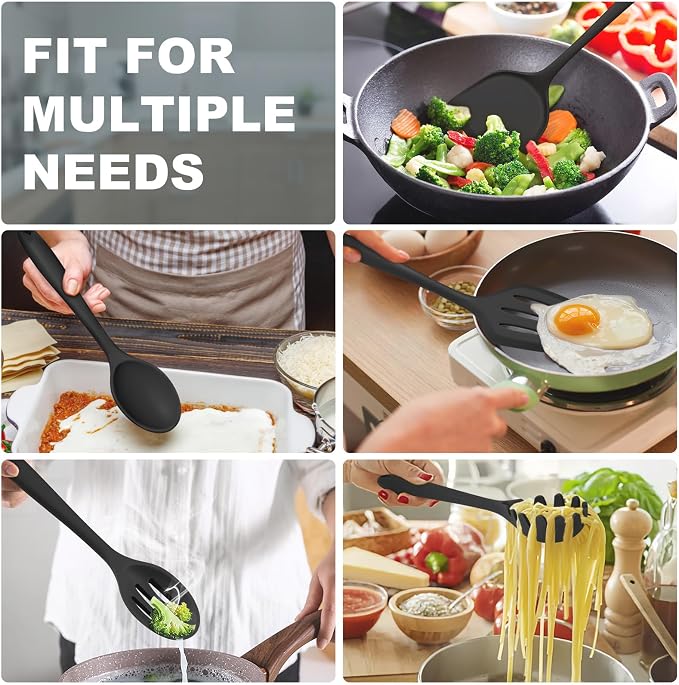 TeamFar Silicone Cooking Utensils Set, 5-Piece Heat Resistant Kitchen Utensils - Image 5