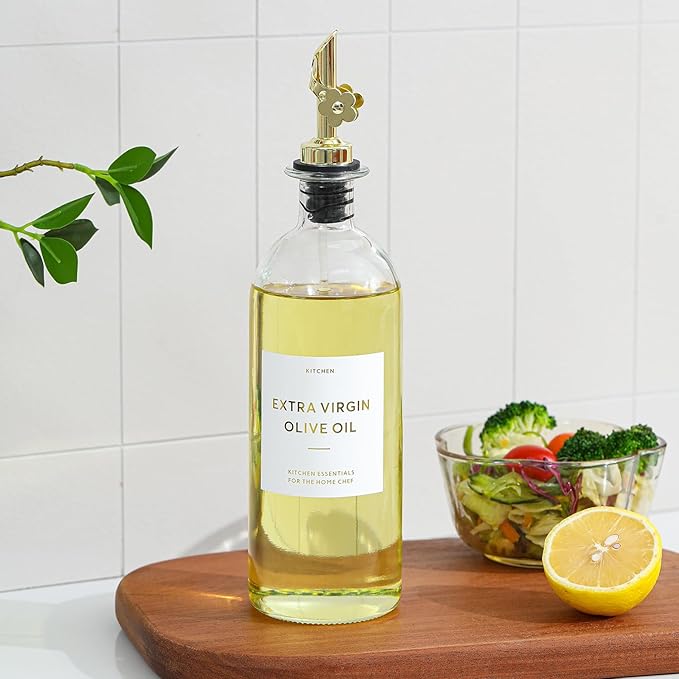 HOMCDALY Olive Oil Dispenser for Kitchen, 11.8oz Glass Dispenser Bottles - Image 5