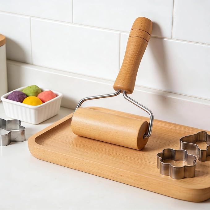 Small Rolling Pin, Wooden Dough Roller, Non-Stick Pizza Roller, T Type Rolling - Image 6