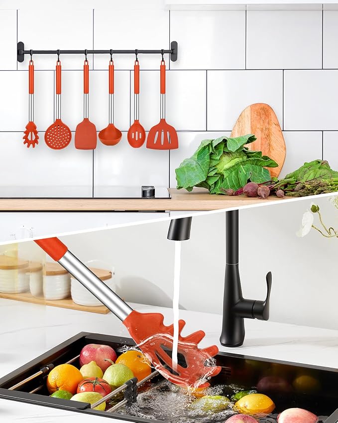 Silicone Cooking Utensil Set, BPA Free Heat Resistant Kitchen Tools - Image 5