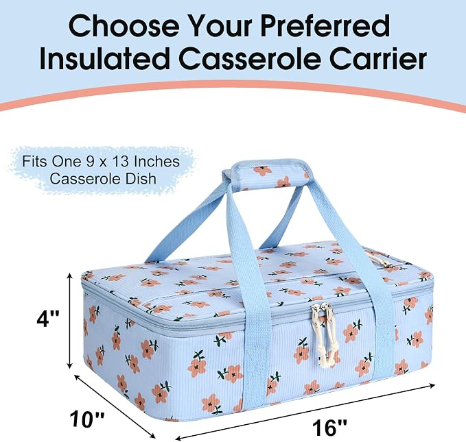 Corduroy Casserole Carrier, Insulated Lasagna Lugger - Image 2