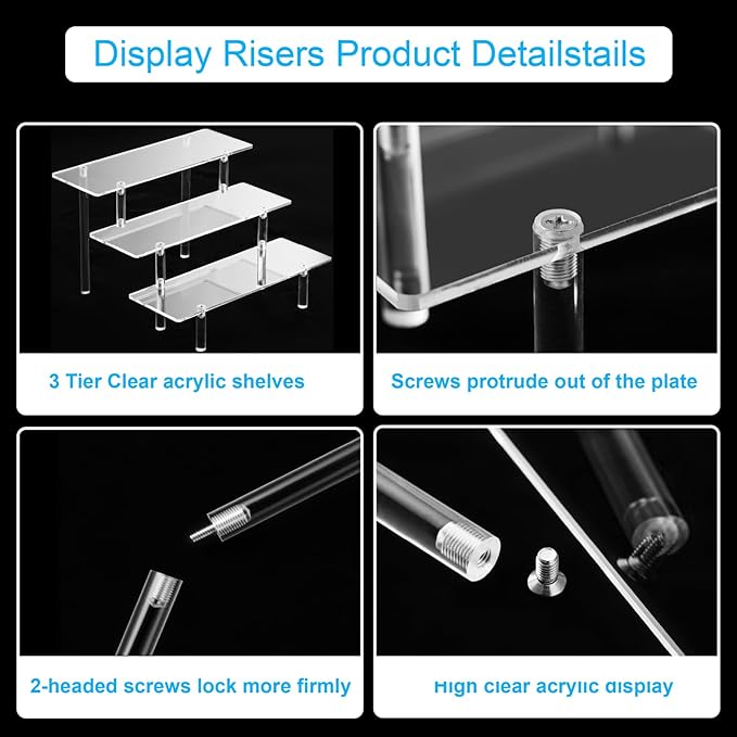 HENABLE 2PCS Acrylic Display Risers, 3 Tier Clear Cupcake Stand Risers - Image 4
