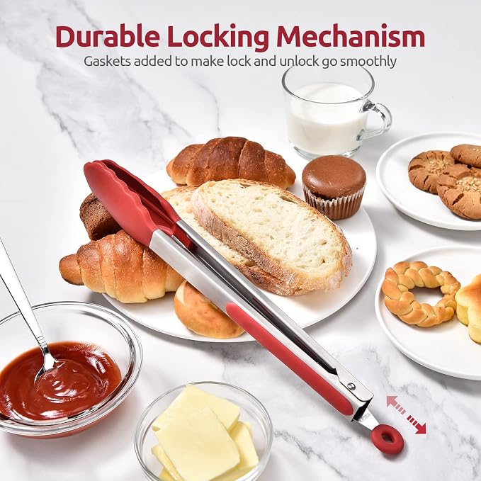 600ºF Heat Resistant Kitchen Tongs: U-Taste 12 inch Large Silicone Cooking Tong - Image 7