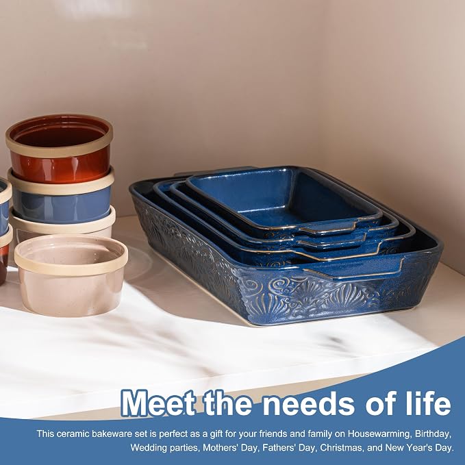 Dafuceramic Casserole Dishes for Oven, Baking Dishes, Ceramic Bakeware Sets of 4 - Image 7