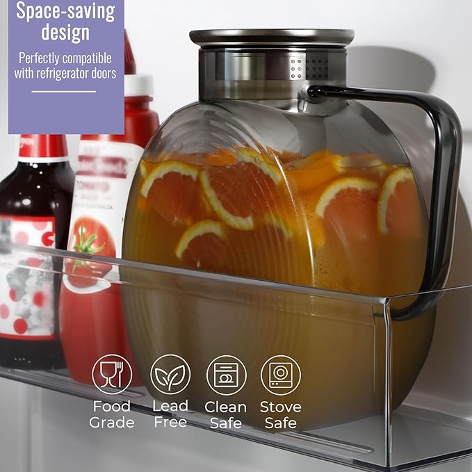 Glass Pitcher With Lid, 2.3 Liter 78 oz Glass Water Pitchers, 0.6 Gallon glass - Image 2