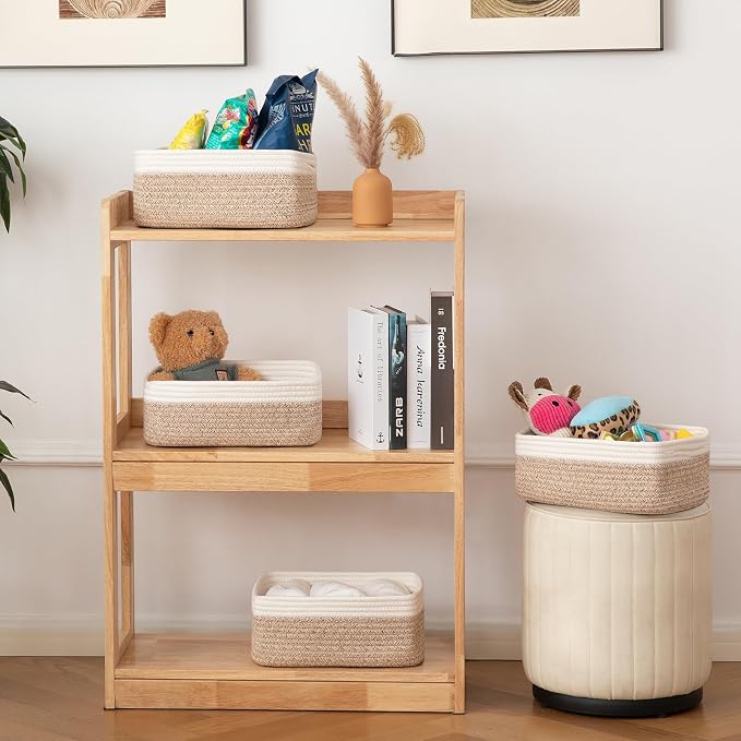 OIAHOMY 4 Pack Storage Baskets for Organizing, Small Bins for Shelves, Cute - Image 6