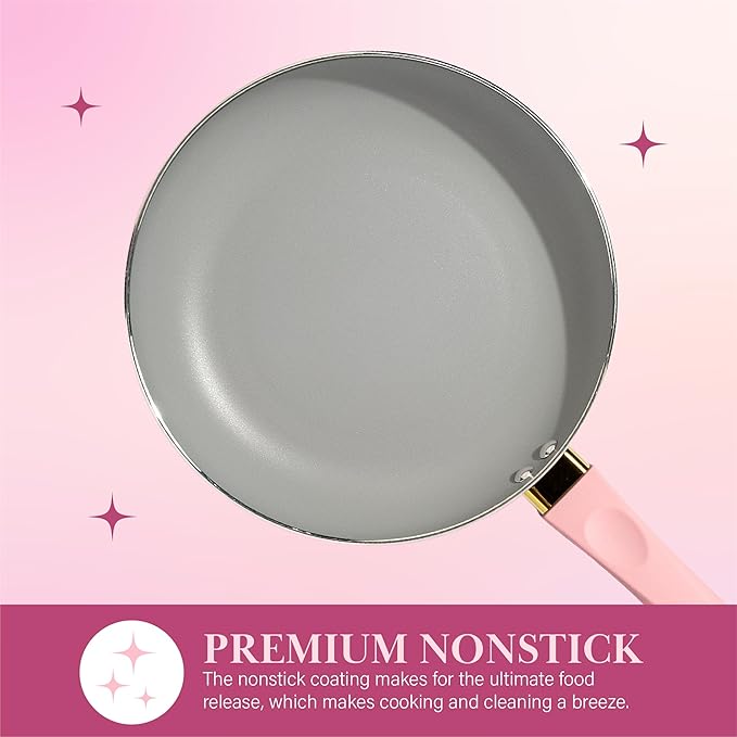 Paris Hilton Epic Nonstick Pots and Pans Set, Tempered Glass Lids, Soft Touch - Image 5