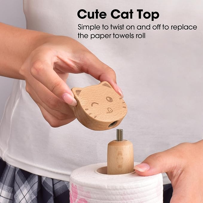 KitchLife Cute Wooden Paper Towel Holder Countertop - Image 4