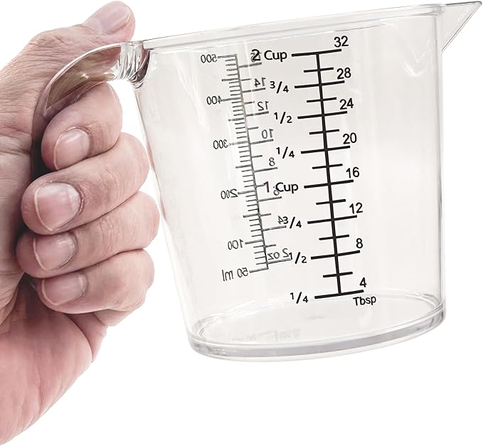2 Cup Measuring Cup, Laser-Etched oz/cup/mL/Tbsp, Plastic Measuring Cup by NaNaPaly