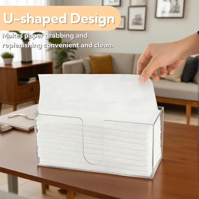 ZAVOOS 2 Pack Acrylic Paper Towel Holder, Folded Countertop Z-fold C-fold - Image 3