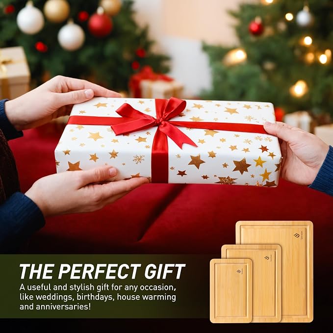 Bamboo Cutting Board Set Non Slip Feet Over Sink Kitchen Gadgets Seller 2024 - Image 5