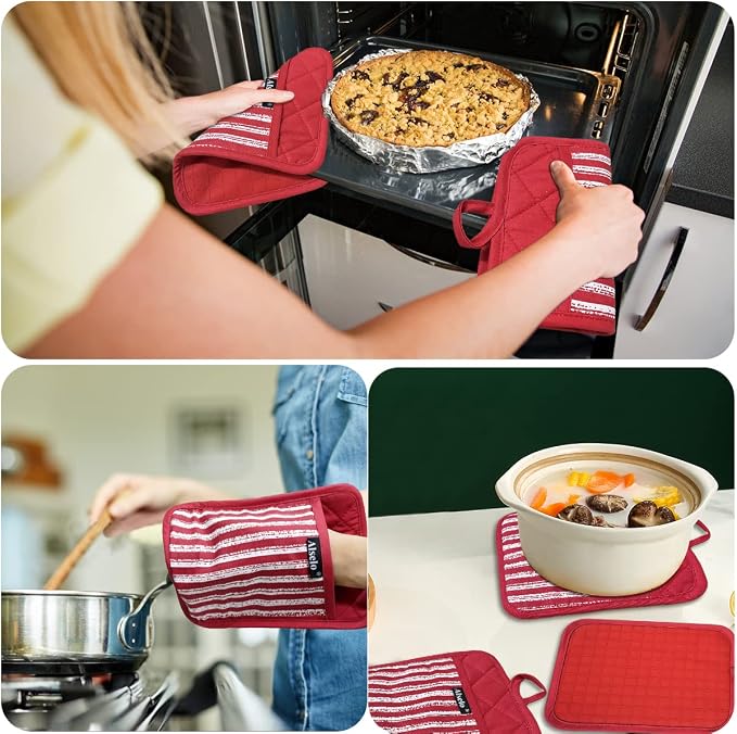 Alselo Silicone Pot Holders Set of 3 Heat Resistant & Non Slip Potholders - Image 5