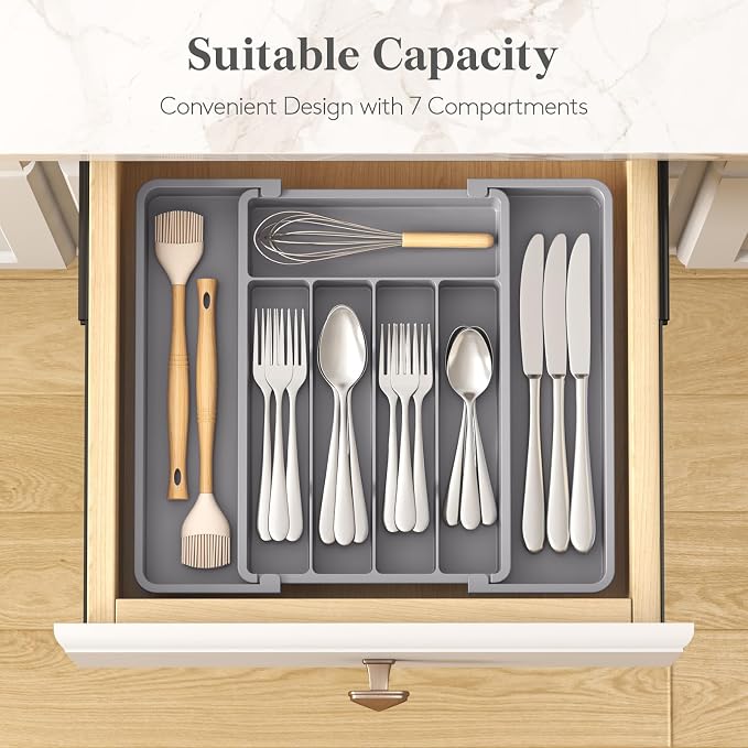 Lifewit Silverware Drawer Organizer, Expandable Utensil Tray - Image 3