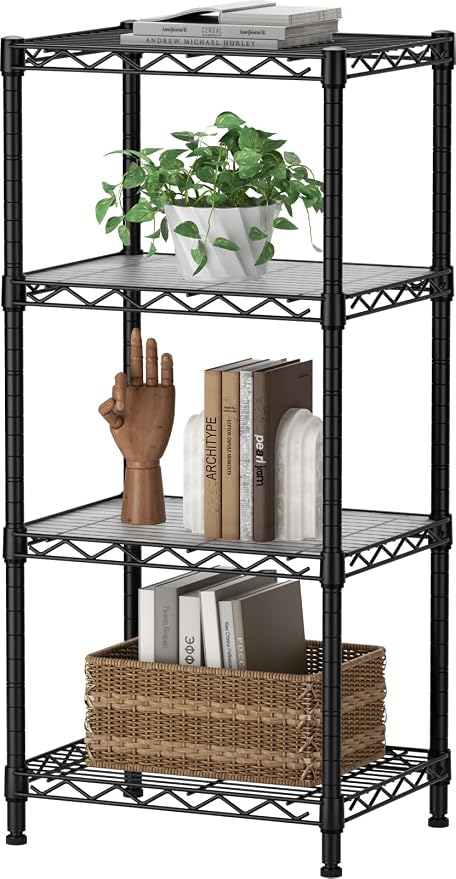 SINGAYE 4 Small Shelves Storage Shelf Wire Shelving Unit Metal Shelf Adjustable by SINGAYE