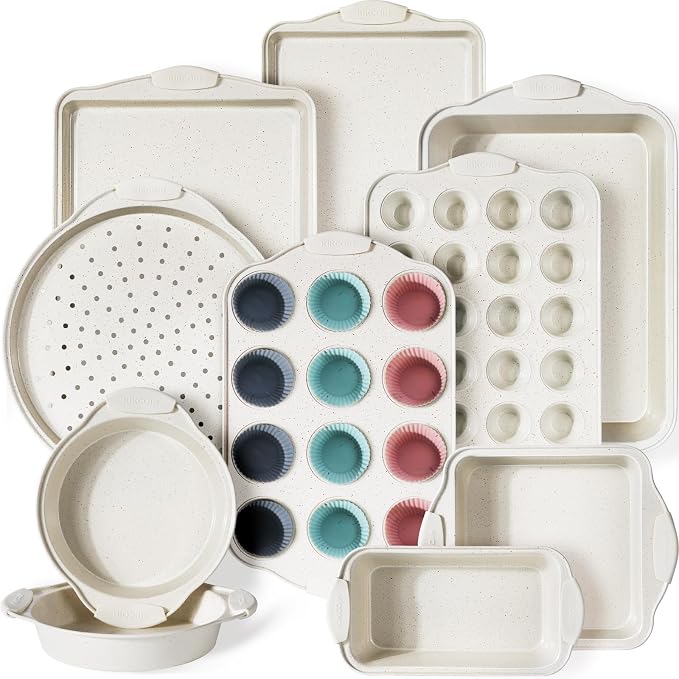 Kikcoin 22 PCS Nonstick Baking Pans Set, Stackable Bakeware Sets by Kikcoin