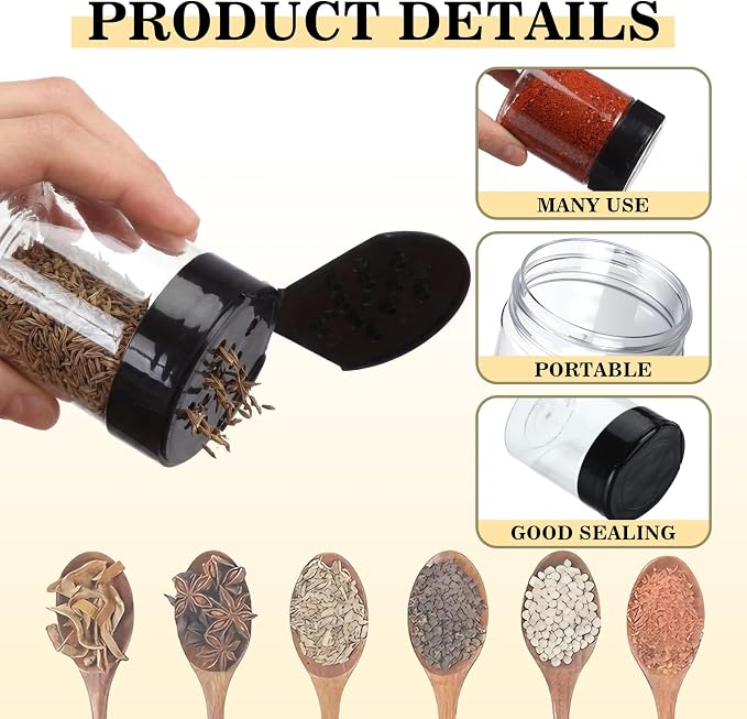 Blushtier 24 Pack 1 oz Plastic Spice Jars - Image 4