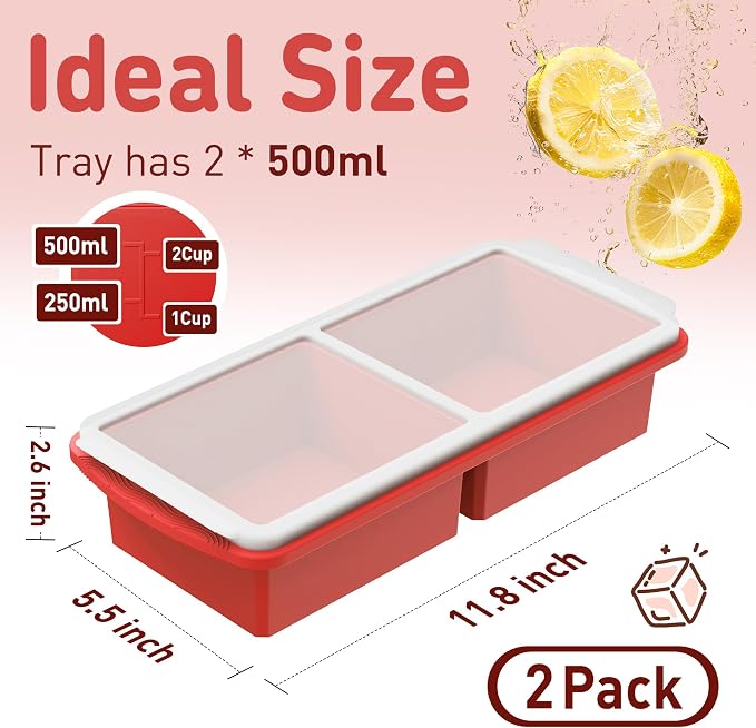 Silicone Freezer Tray with Lid Soup Freezer Container Molds with Steel - Image 2