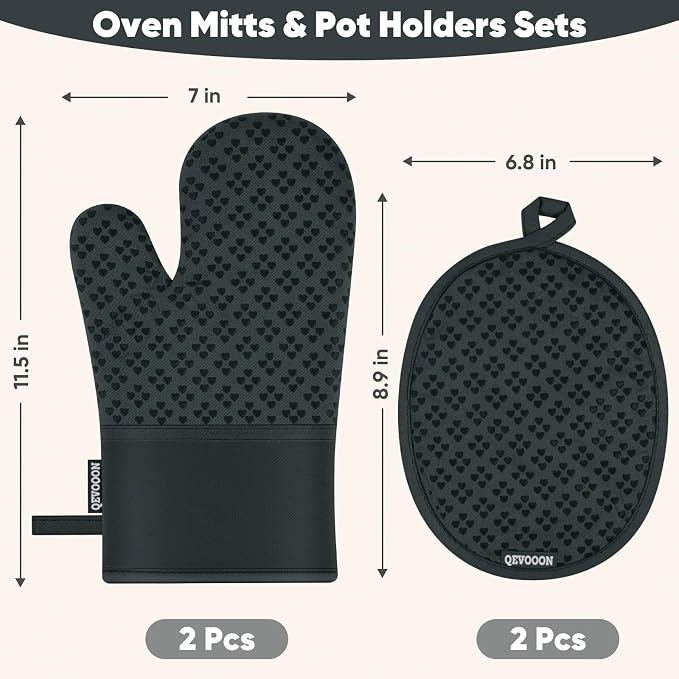 Oven Mitts and Pot Holders 4 Sets, Heat Resistant 500 ℉ Oven Mitt and Pot Holder - Image 2