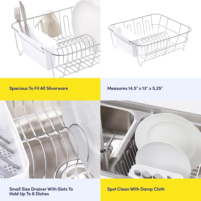 Sweet Home Collection Metal 2 Piece Dish Drying Rack Set Drainer - Image 6