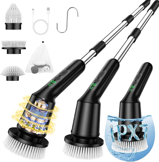 Electric Spin Scrubber for Cleaning Bathroom, Shower Scrubber Rotary Floor by CTMAST